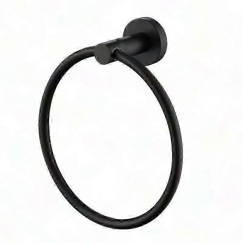 1pc Black Wall Mounted Towel Rack For Kitchen Bathroom - Drilling Installation