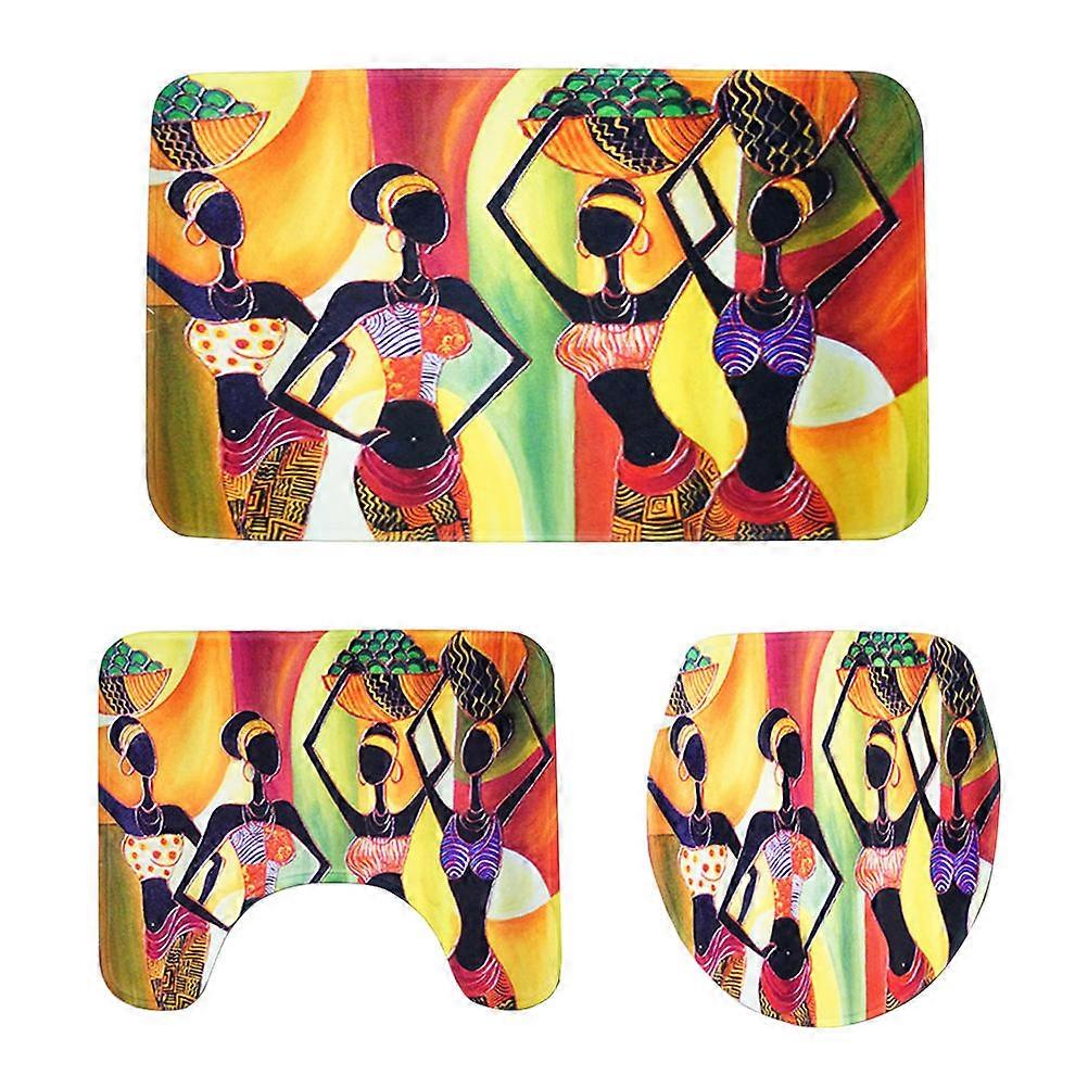 Washroom Mat Set Flannel Rectangular Chic Printed Patterns Women 37x42cm Quick Evaporation 3Pcs