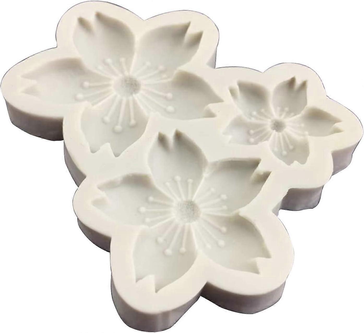 Silicone Fondant Mold with 3D Cherry Blossom Design for Cake Decorating Chocolate and Candy