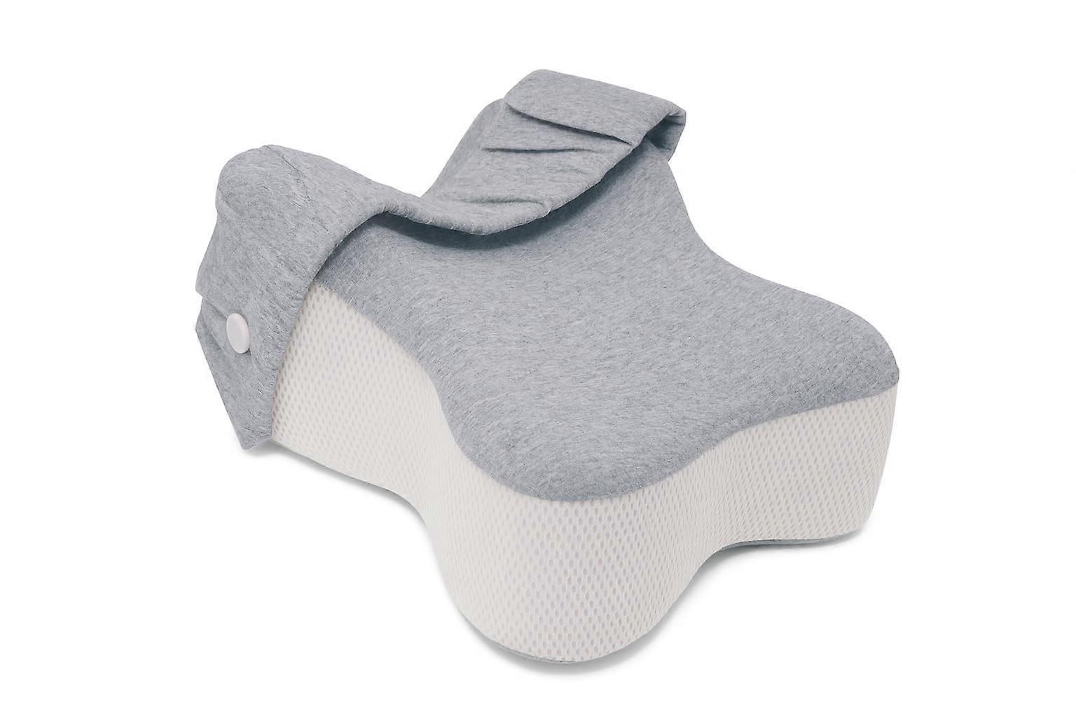 Orthopedic Knee Pillow for Side Sleepers with Ergonomic Memory Foam Support and Adjustable Strap, Gray
