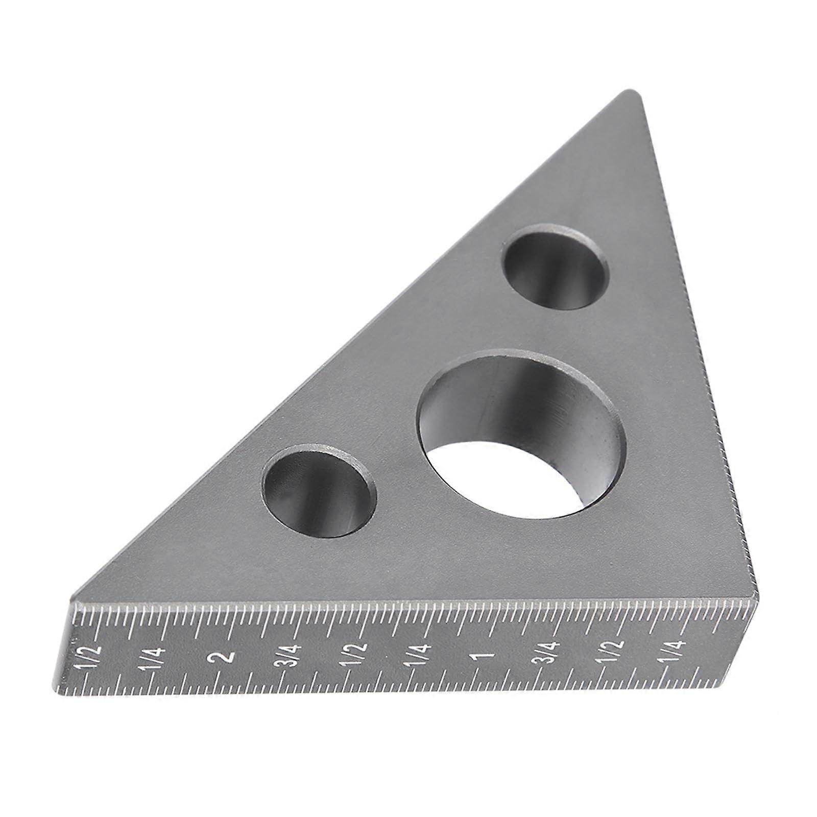 Precision Square Ruler 45/90 Degree Aluminum Angle Measuring Tool for Woodworking Silver 1pcs