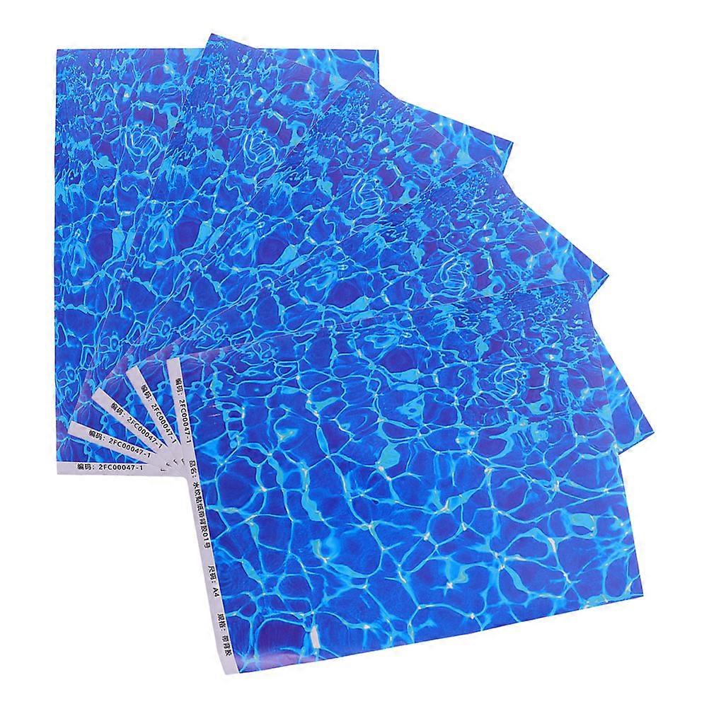 Creative Decorative Sticker Diy Handcraft Simulation Water Ripple Sheet Rectangular Easy to Cut and Shape 5Pcs