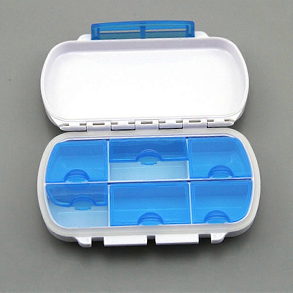 Containers Portable Pill Box for Pill Storage 6 Compartments Blue