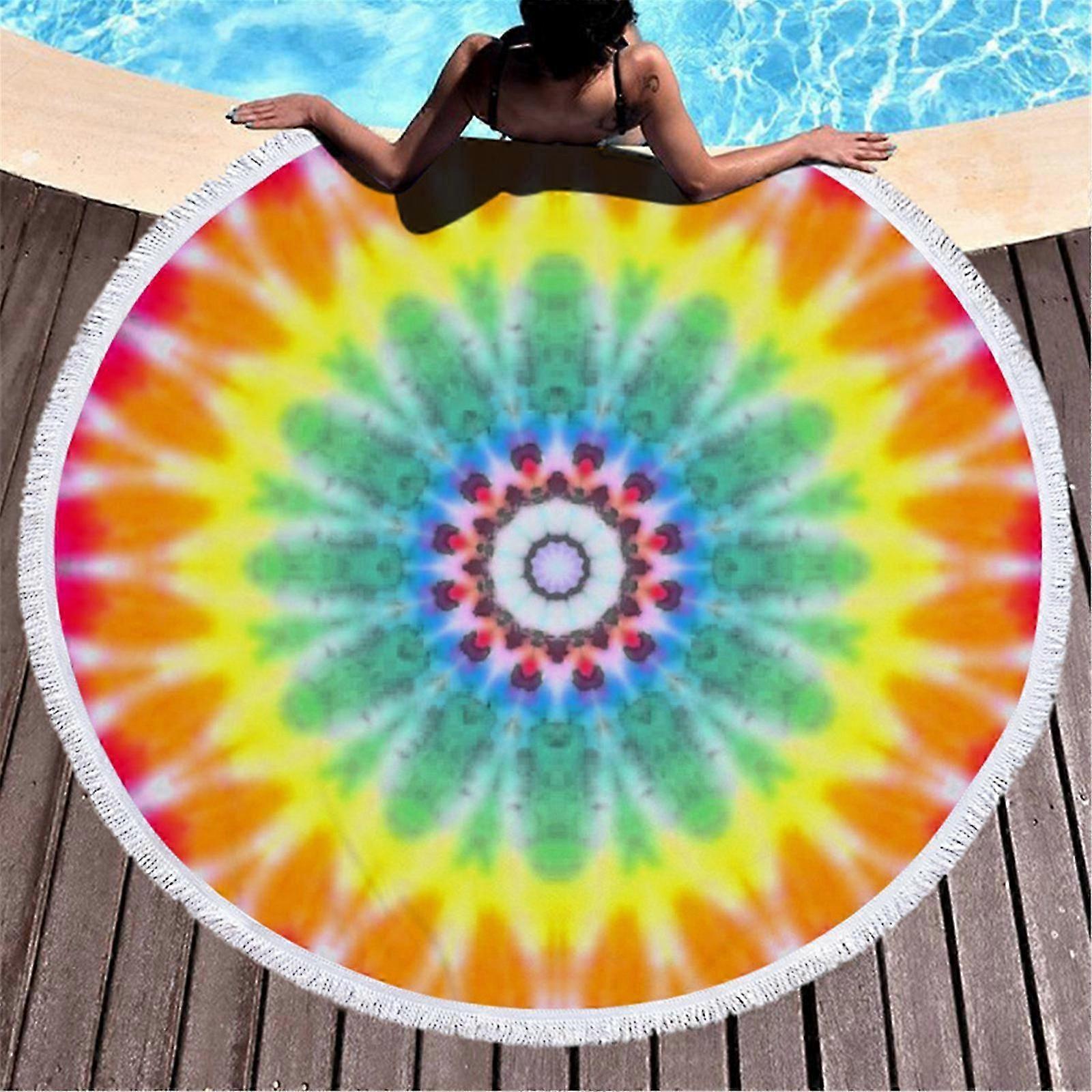 2026 Round Printed Beach Towel Microfiber Shawl Beach Towel Beach Mat AAA