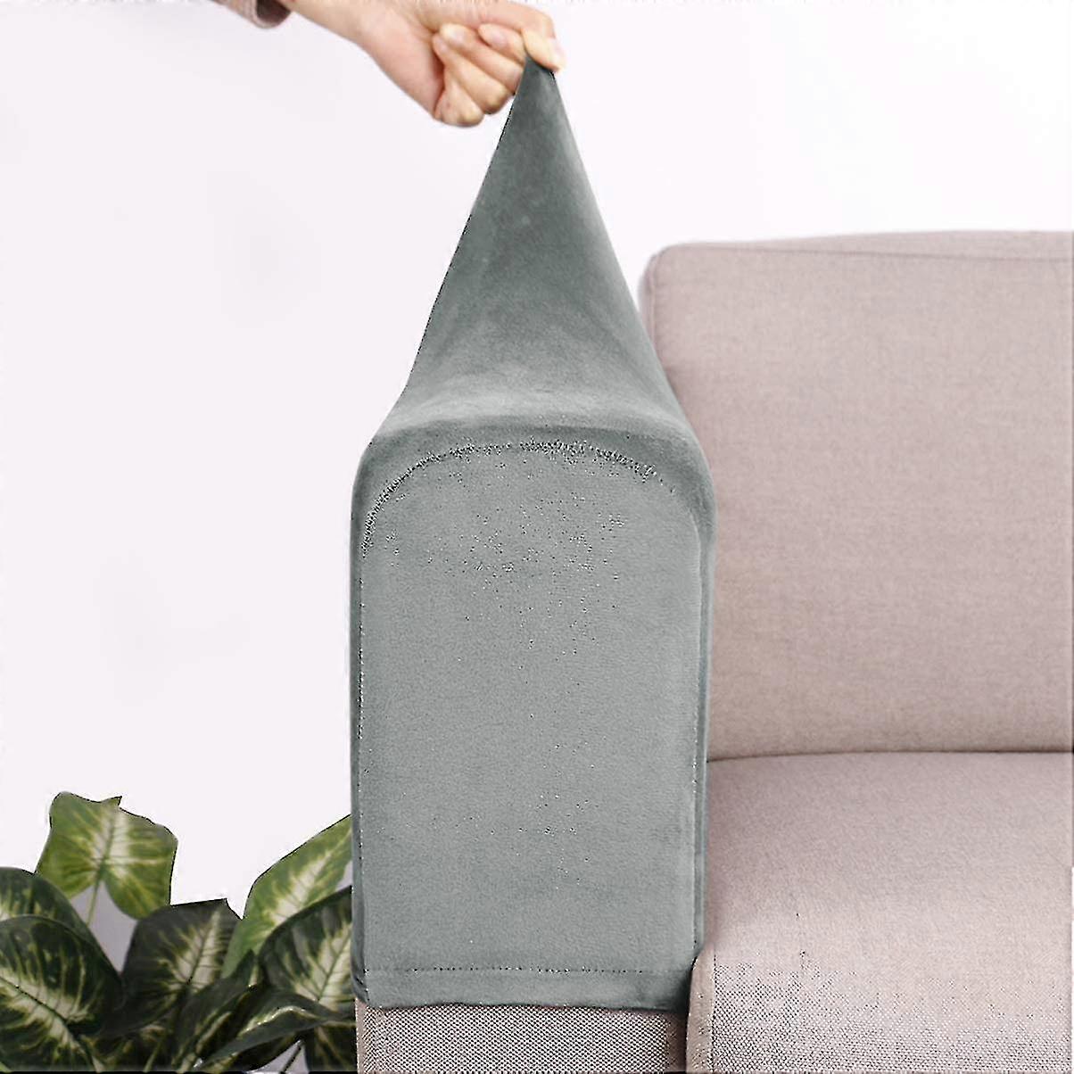 2 Pcs Sofa Armrest Covers Protective Cover Sleeve(grey) 26-27s