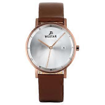 Westar Profile Brown Lederarmband Silberfarbenes Zifferblatt Quarz 50221PPN627 Herrenuhr