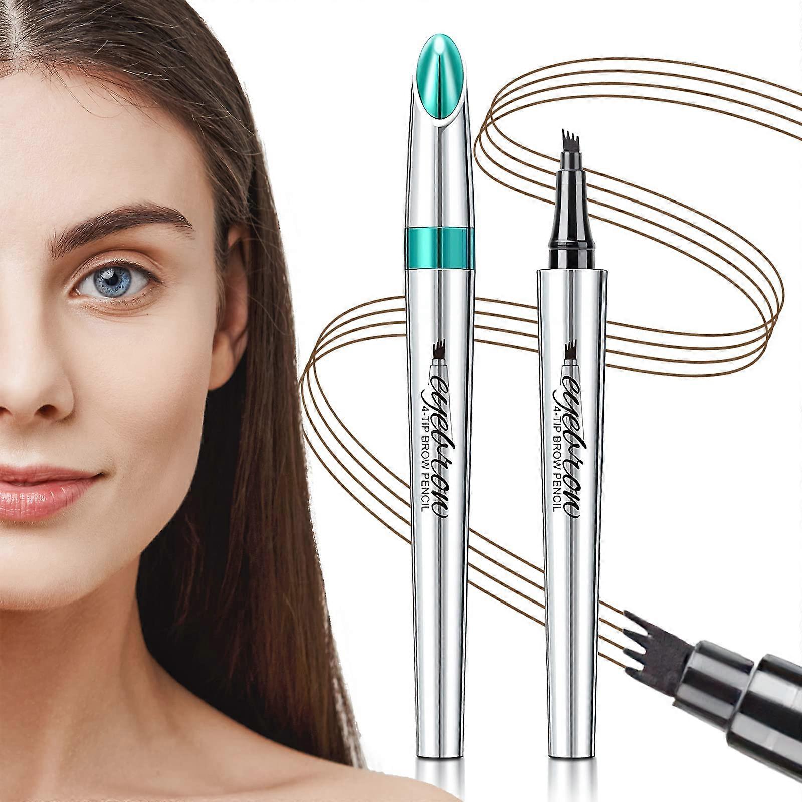 Light Brown Waterproof Microblading Eyebrow Pen with Precision 4 Tip for Natural LongLasting Brows