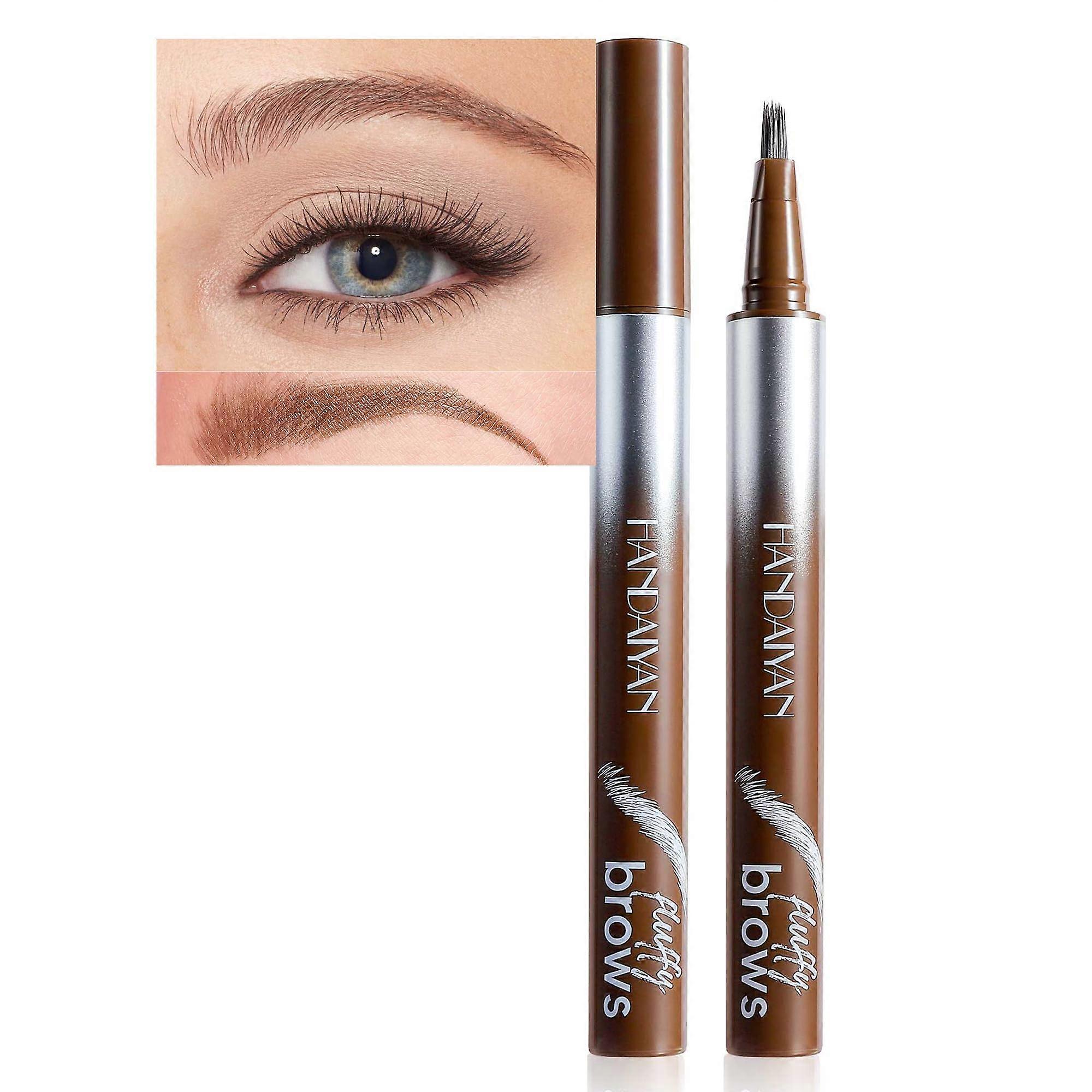 Eyebrow Pen with Precision Forked Brush Head, Microblade Brow Effect, Waterproof LongLasting Chocolate