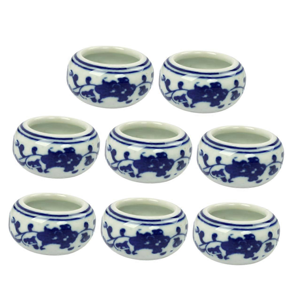 8pcs Ceramic Calligraphy Ink Dish Set for Brush Painting, Durable and Elegant Study Décor