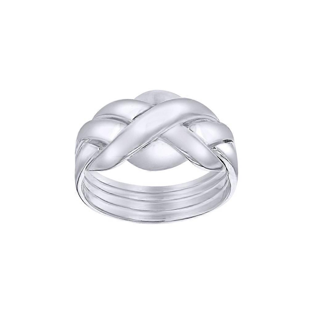 Jewelco London Solid Sterling Silver Domed 4 Piece Puzzle Ring