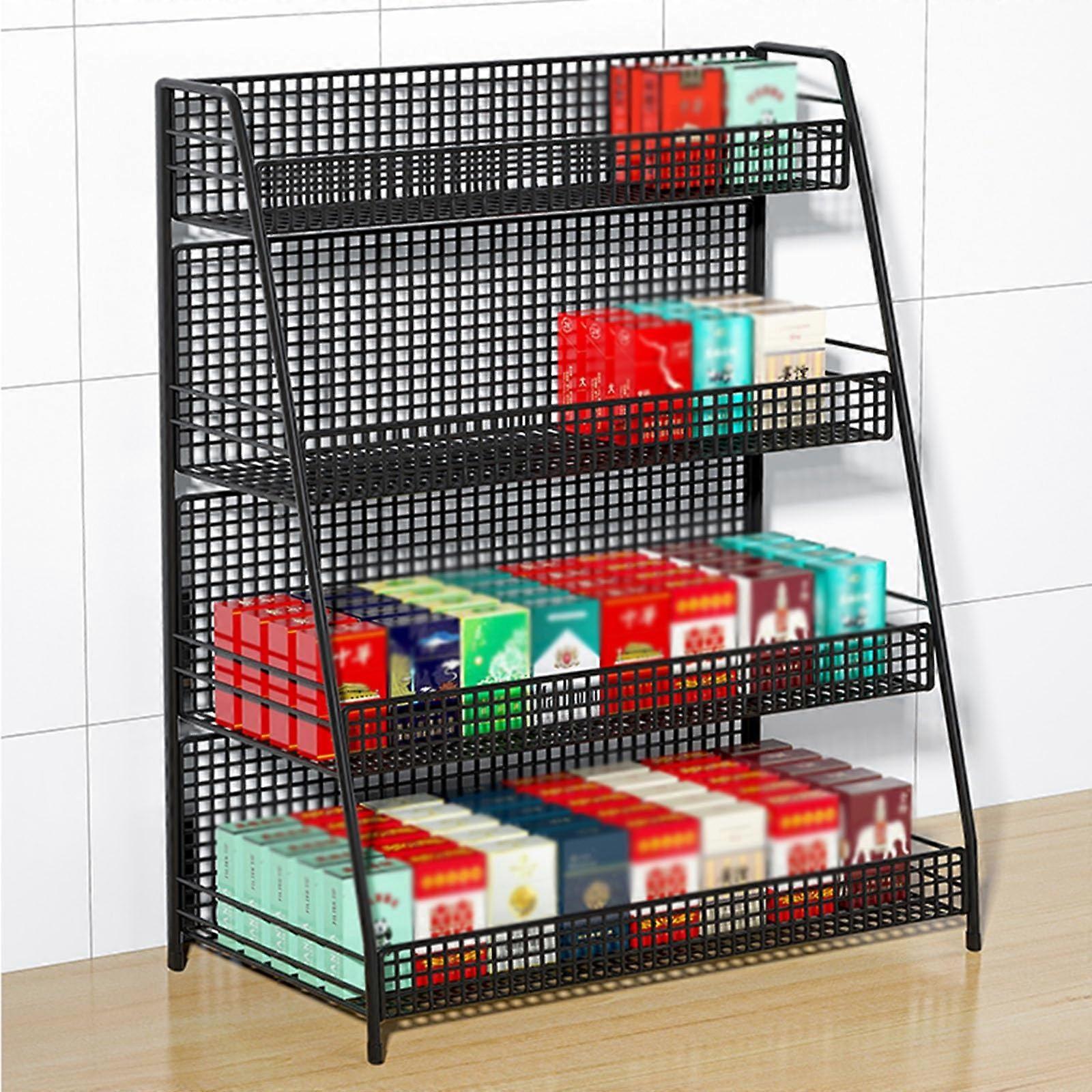 Cigarette Display Rack, 4 Tier Countertop Shelf for Retail Store, SpaceSaving Vertical Organizer