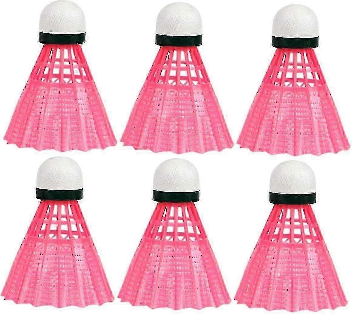 6 Pack Pink Badminton Shuttlecocks, Nylon Training Birdies