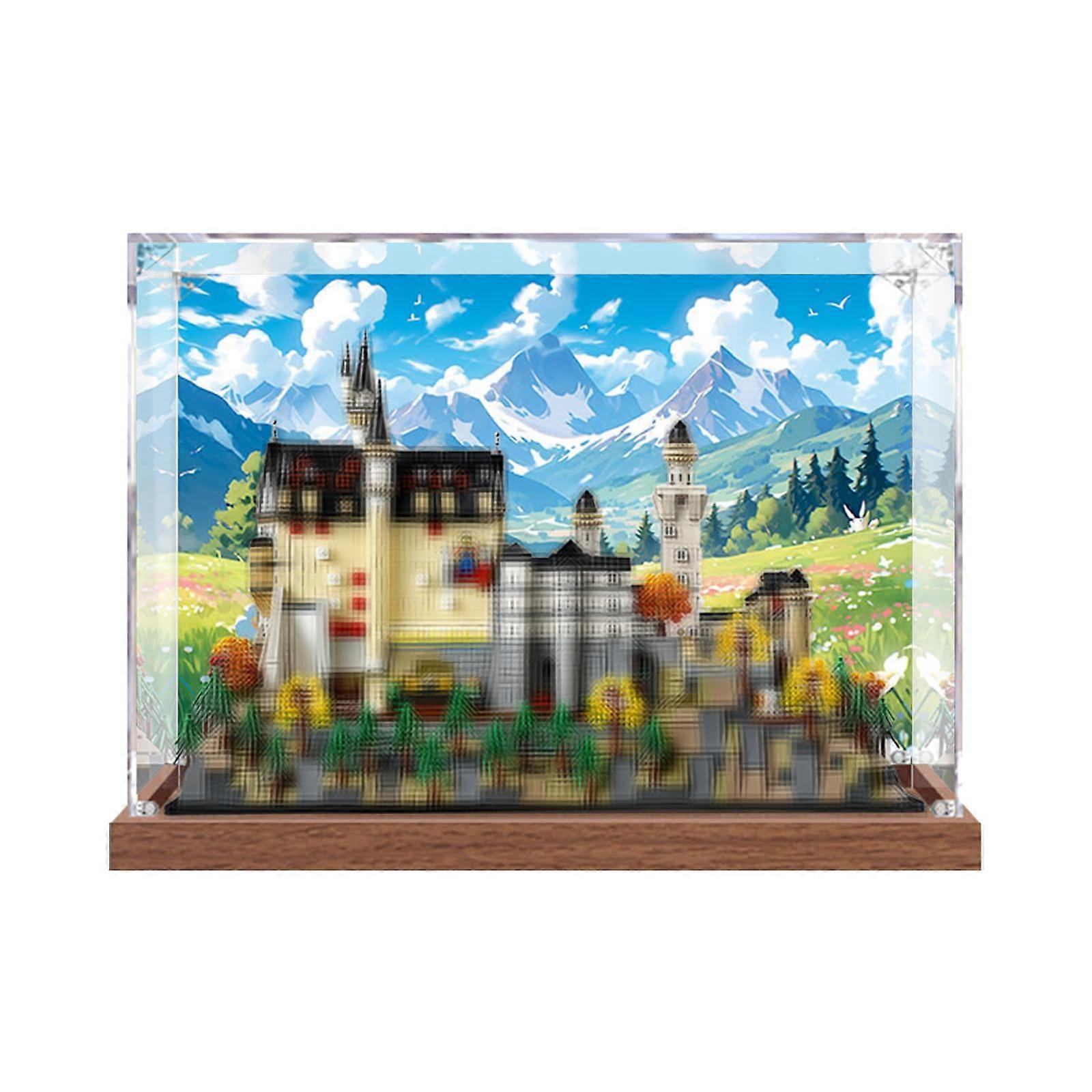 Neuschwanstein Castle Display Case Dustproof Acrylic Box 360° View for  21063 Model
