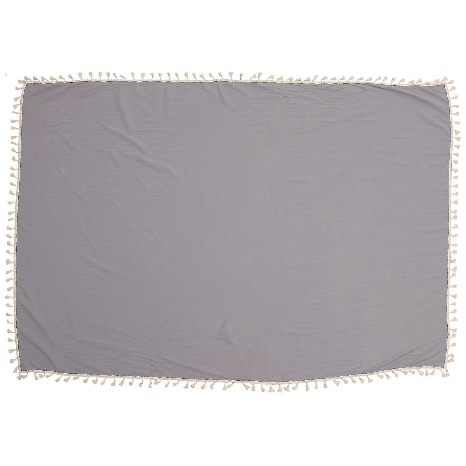 Fringed Tablecloth Decorative Cover For Dining Room 140x200cm Light Grey 1Pack