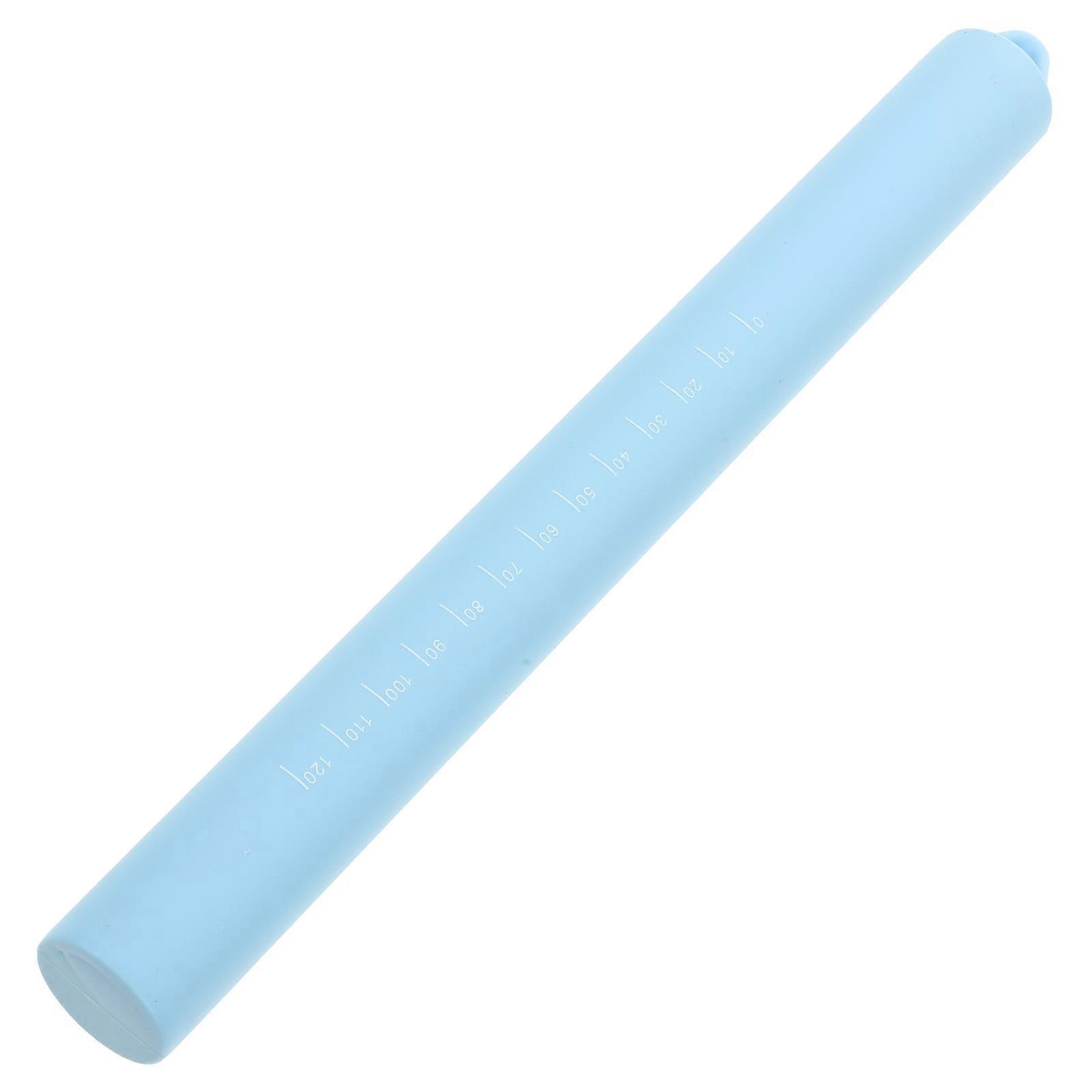 Silicone Rolling Pin for Dough Baking Tool with Scale Sky-Blue Kitchen Accessory