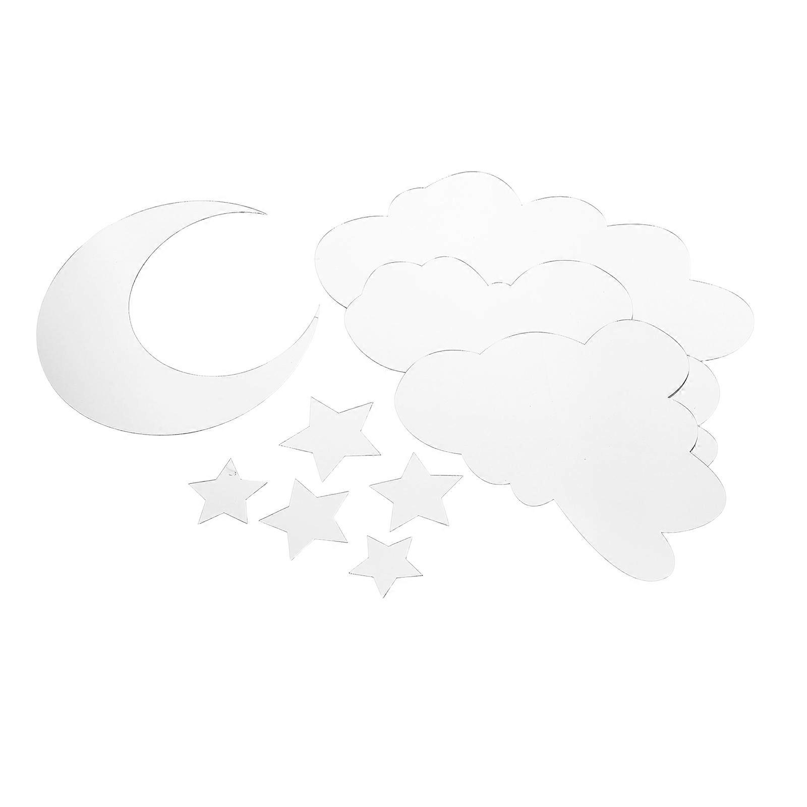 Cloud Wall Decals Decorative Mirror Wall Sticker for Bedroom 1Set Silver Acrylic