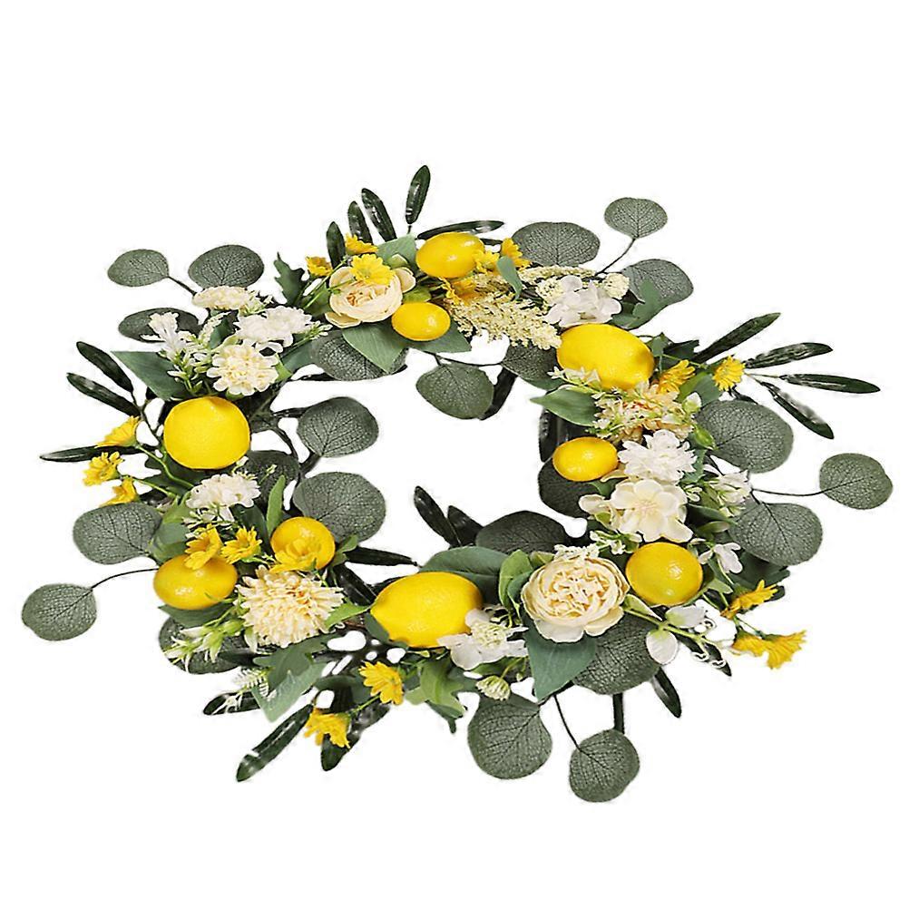 Artificial Lemon Wreath for Welcome Door Hanging Decoration