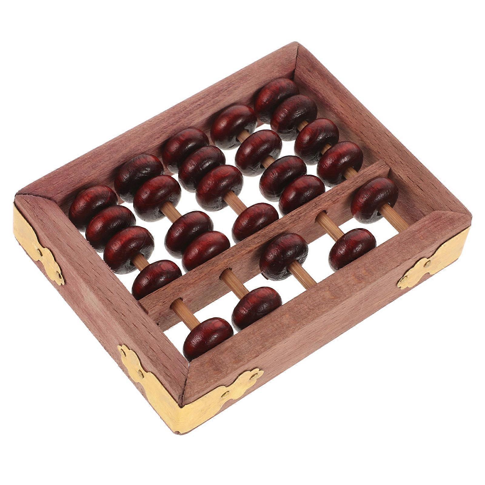 Retro Wooden Abacus for Kids Math Learning Tool with 5Pcs Bead Counters