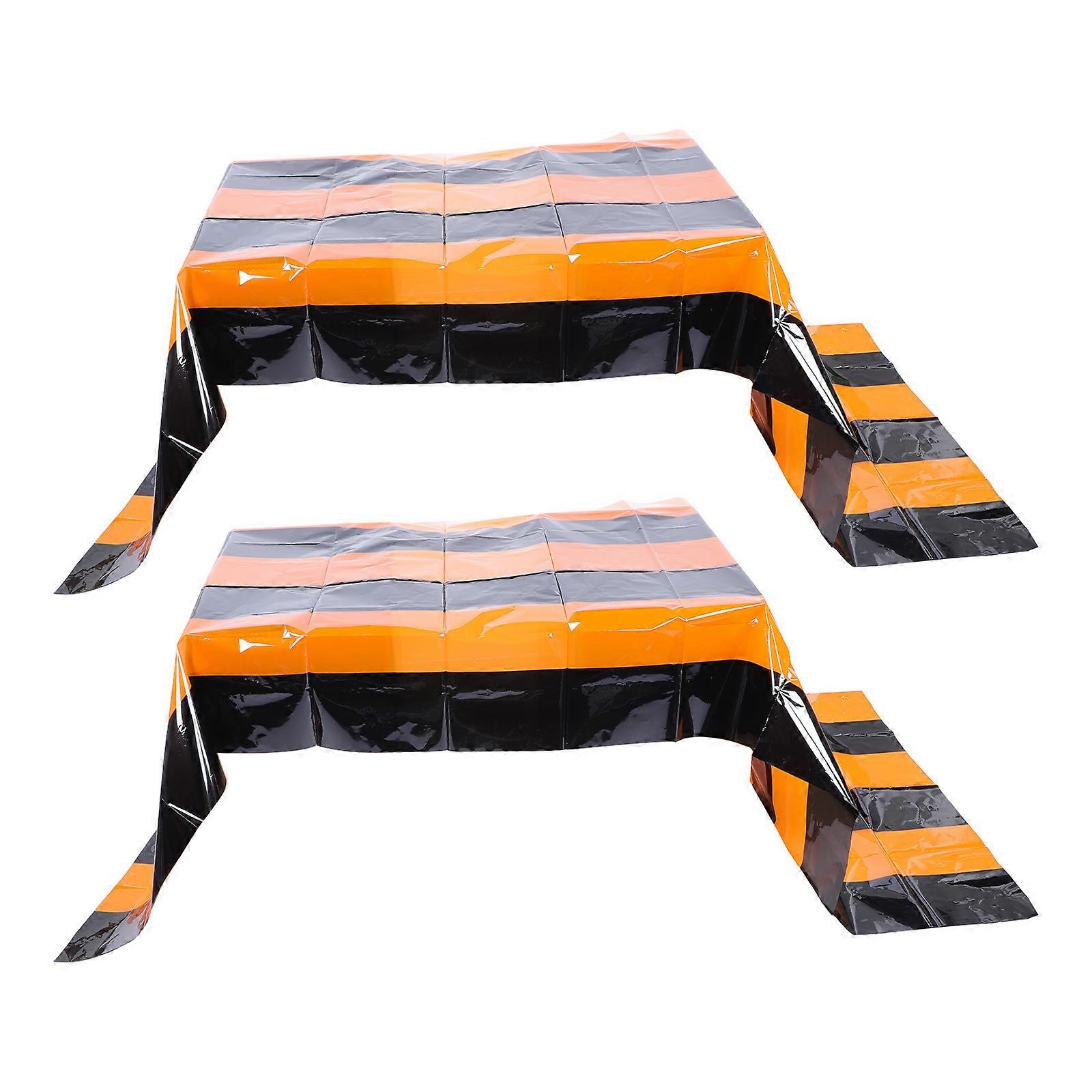Black Orange Halloween Table Runner for Decor 2Pcs Tablecloth Set