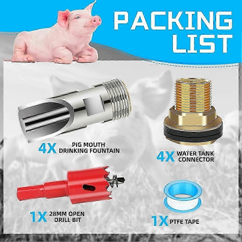 Automatic Pig Waterer Nipple – 3-Pack Stainless Steel Drinkers With Brass Connectors & Hole Opener For Livestock