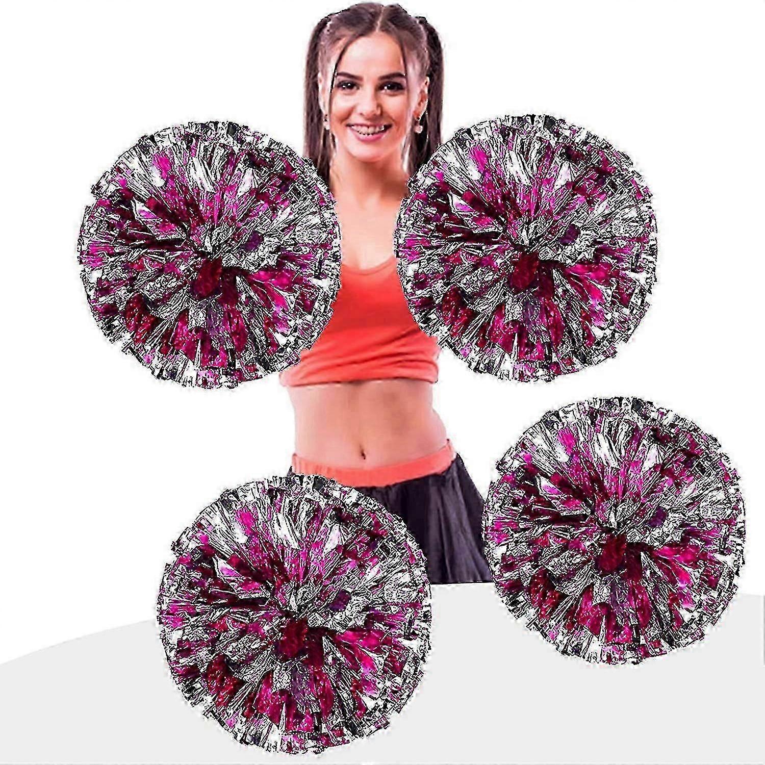 Kit com 4 Pompons Metálicos para Líderes de Torcida, 25 cm (9,8 polegadas) - Pompons Premium para Líderes de Torcida