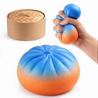 Squeezable Bun Toy (Blue-Orange Gradient): A soft, interactive, colorful gradient bun toy that you can repeatedly knead and play with.