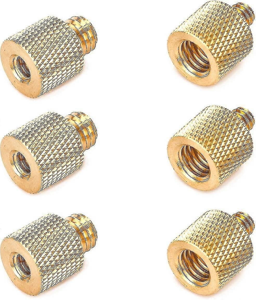 6stk 1/4 Kvinde til 3/8 Mand Gevind Reducer Messing Skrueadapter Kit