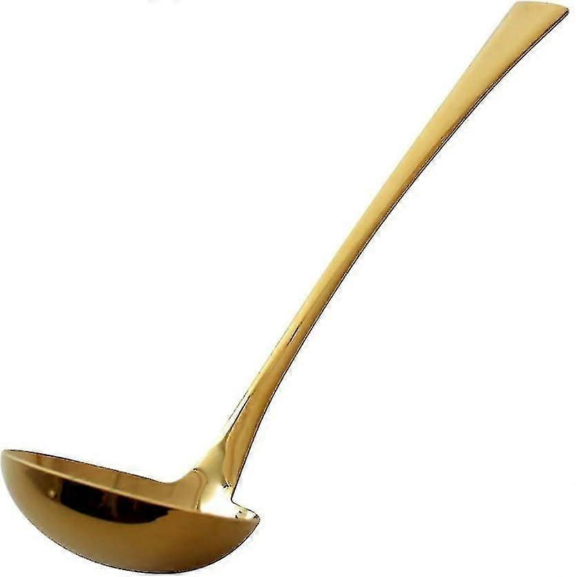 Concha de sopa oval grande de 11,4 polegadas com cabo longo em aço inoxidável dourado