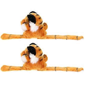 Braccialetti a schiaffo con peluche per bambini, 2 pezzi, ideali come bomboniere per feste a tema giungla.