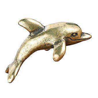 Vintage-Delfin-Statue aus Messing für den Schreibtisch, Messinghandwerk, schmücken Sie Delfin-Dekor für Zuhause (Golden)