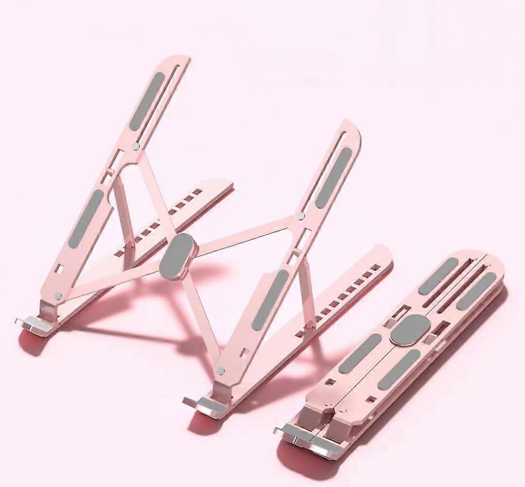 Aluminum Adjustable Laptop Stand Pink Foldable Riser for MacBook with Stable Support and Cooling
