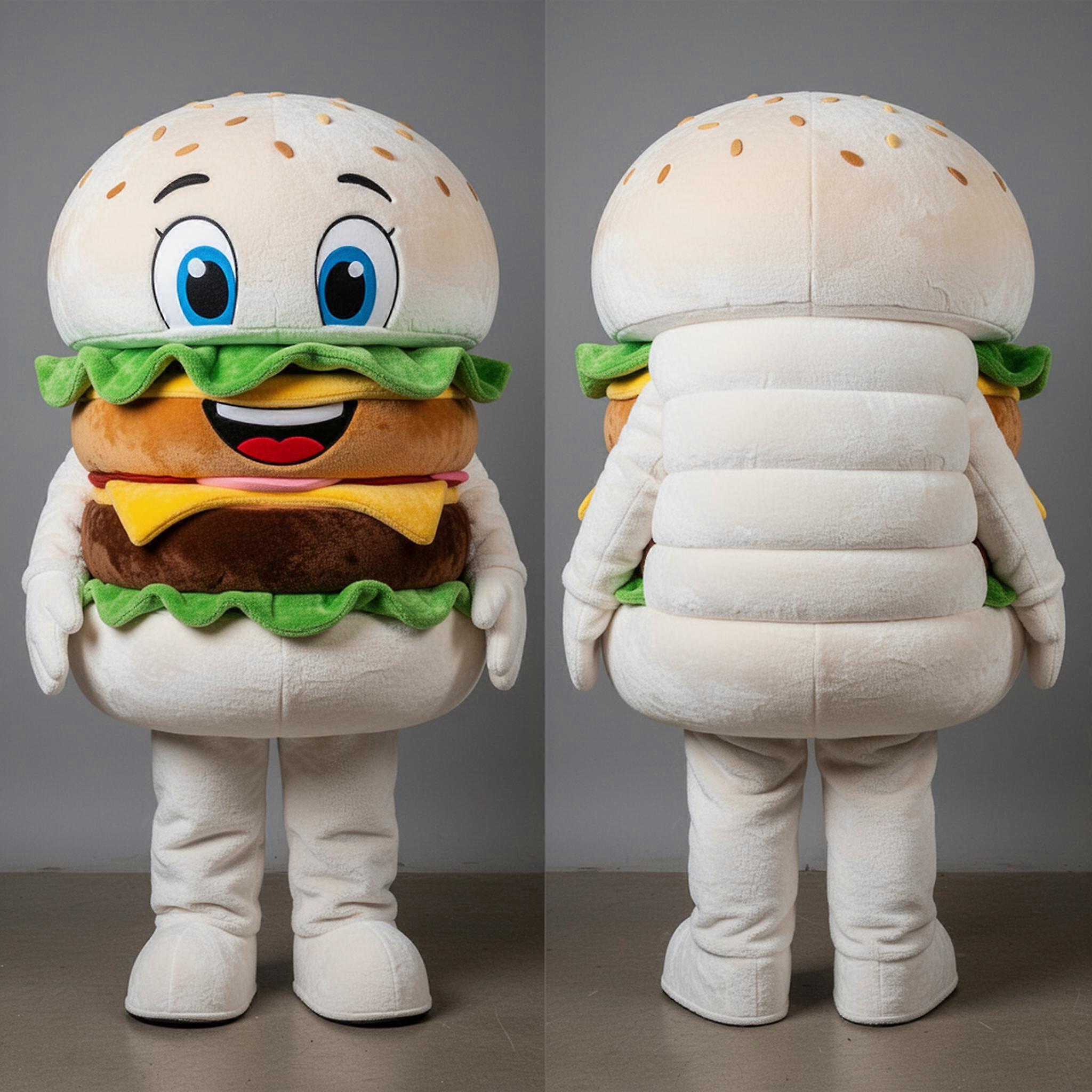 MASTICOT Creamy Round Hamburger Mascot