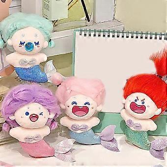 Mermaid Cotton Doll Toy Colorful Fluffy Hair Cute Mermaid Stuffed Doll Plushies Pretend Toy Unfinished Cartoon Mermaid Doll Toy Kids Girls Gift