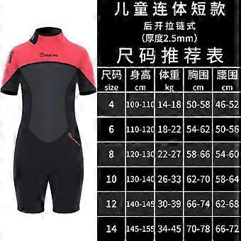 Kids 2.5mm Neoprene Wetsuit Swimming Diving Surfing Warm Short Sleeve Full Body Suit Unisex