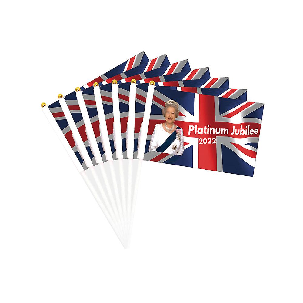 10 Pcs Union Jack Her Majesty The Queen Mini Hand Held Flags