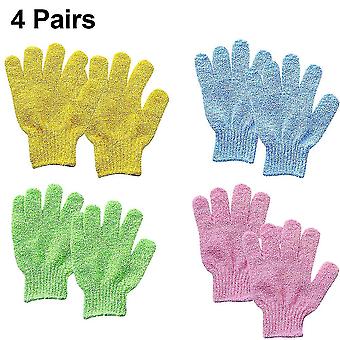 4 Pairs Exfoliating Shower Gloves,double Sided Exfoliating Bath Gloves