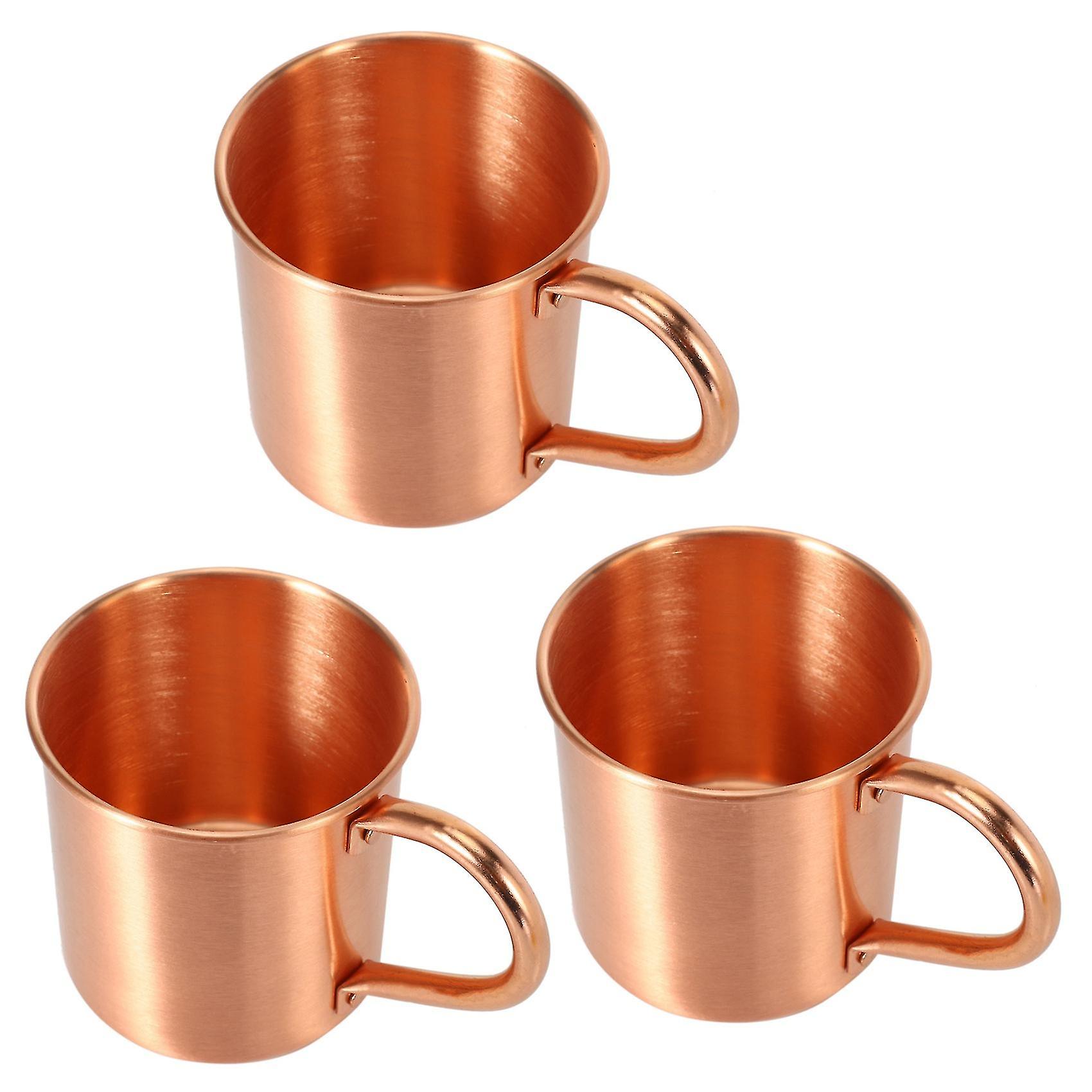 3x Pure Copper Moscow Mule Mug Solid Smooth Without Inside Liner For Cocktail Coffee Beer Milk Wate