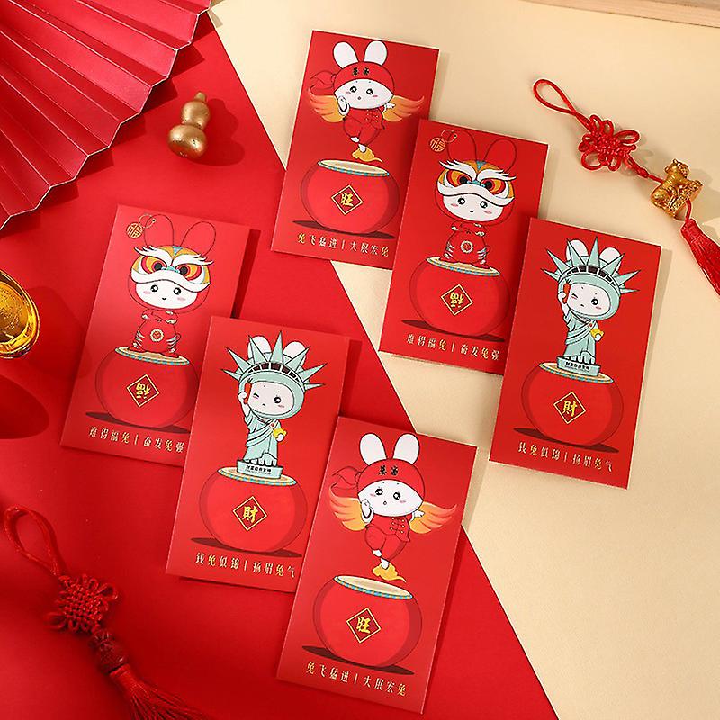 6pcs 2023 Year Of The Rabbit Red Envelope Lucky Money Envelopes Red Packet