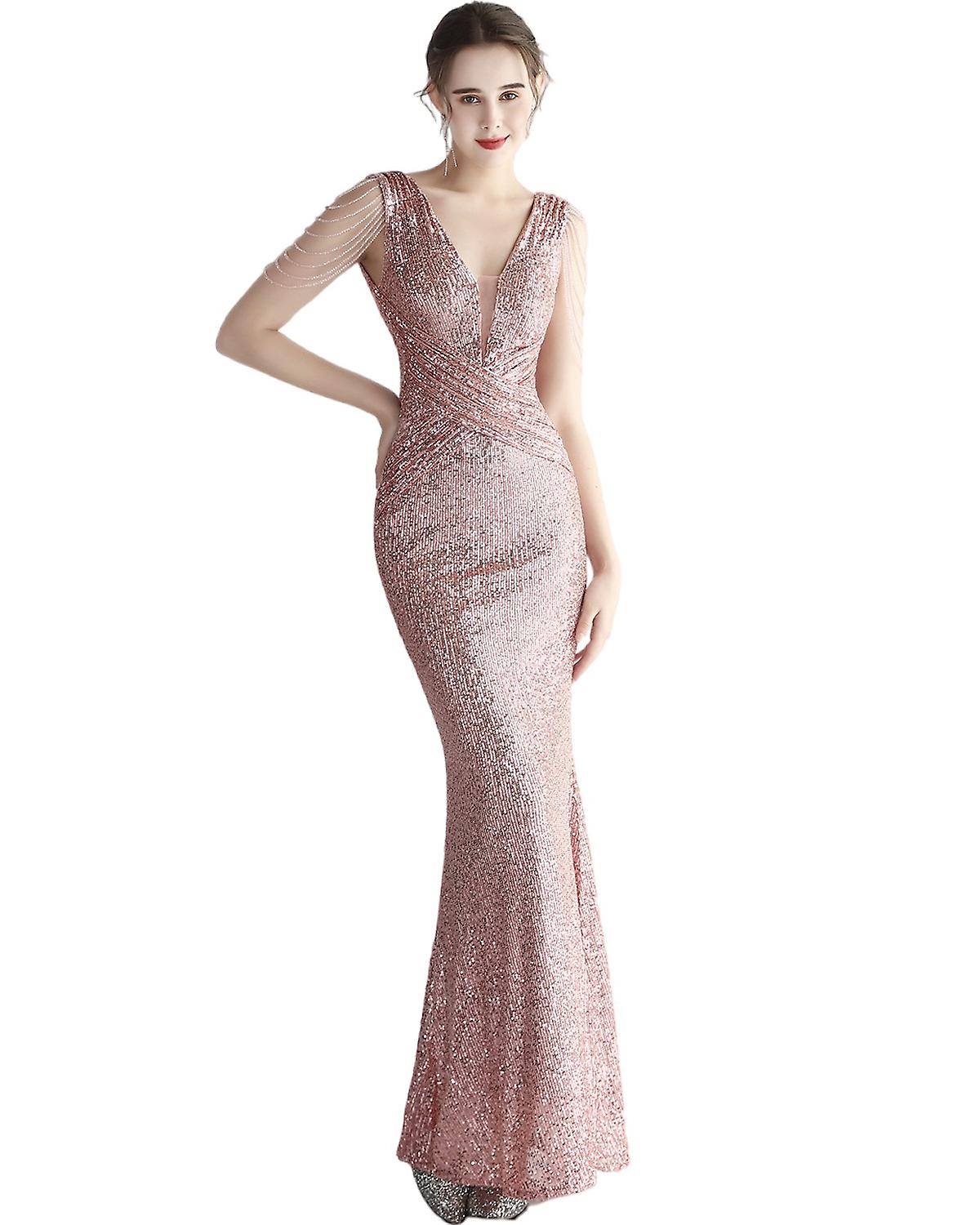 Kaxidy נשים שמלות רשמיות ארוכות נצנצים מקסי שמלות מסיבה ערב שמלת כלה