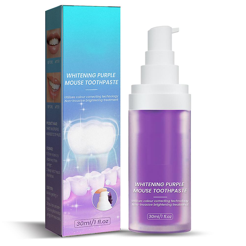 30ML Whitening Purple Mousse Toothpaste Refreshing Breath Teeth Cleaning Whitener