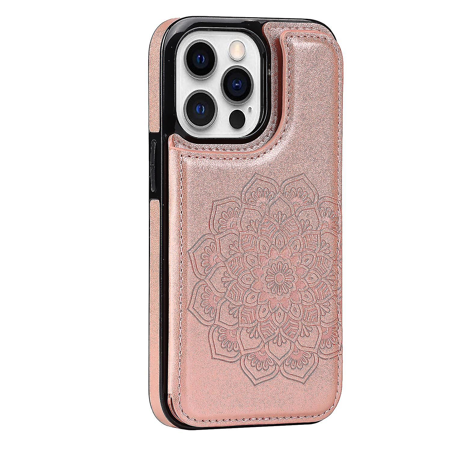 Case Iphone 12 Pro Max With Card Holder Pu Leather Datura Flowers Pattern