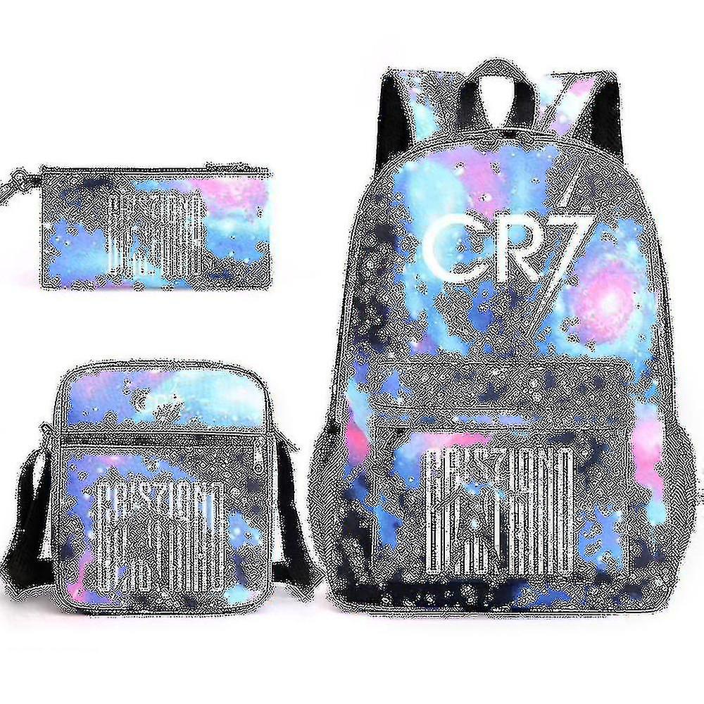 أزياء Cr7 3PCS مجموعات حقيبة الظهر Mochila الطلاب الجدد قدرة الحقائب المدرسية حقيبة سفر حقيبة سفر