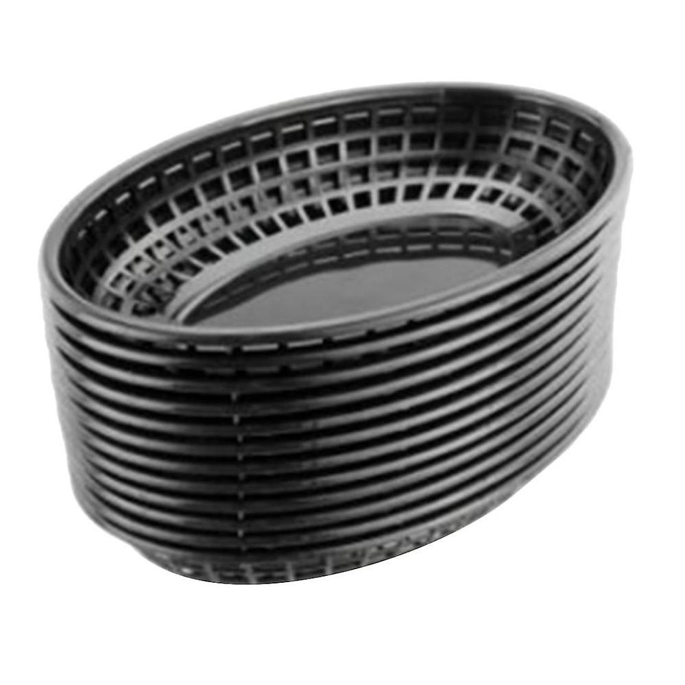 12 Pcs Plastic Fast Food Baskets Oval Serving Platter Breakfast
