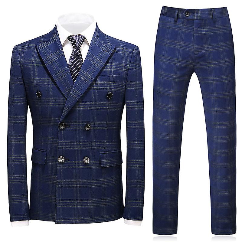 Classic Striped Double-breasted Men's Suit: Sophisticated, High Quality, And Comfortable | Perfect For Weddings And Professional Attire