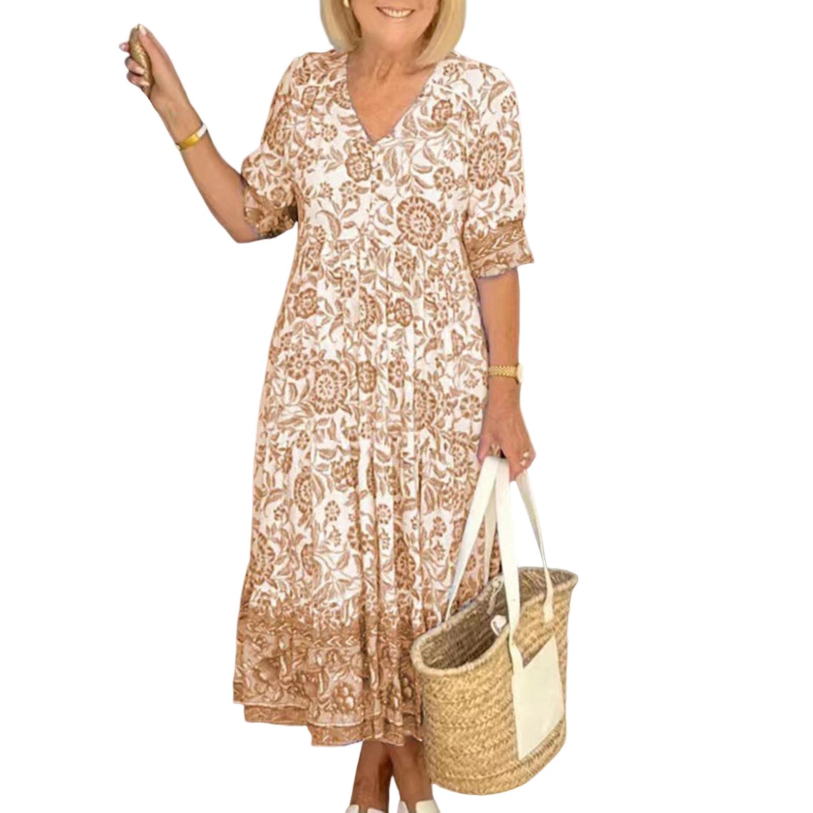 Casual Plus Size Beach Maxi Dress Breathable Bohemian Long Dress Gift For Christmas Birthday New Year