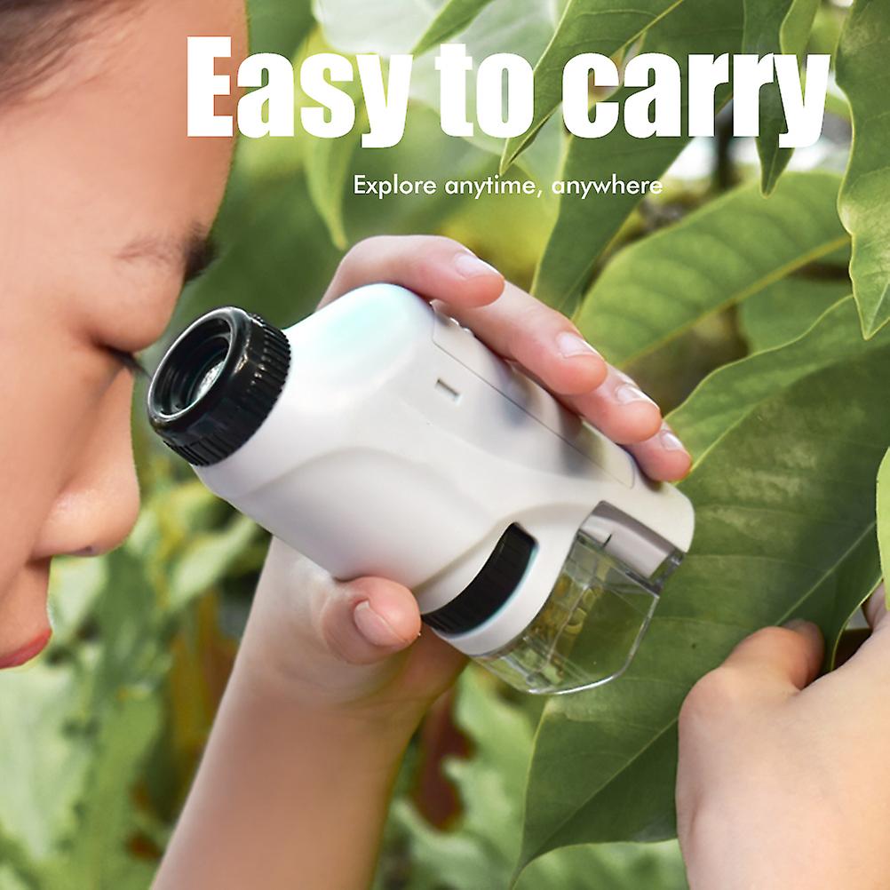 Portable Kids Microscope Kit 10.5x5.3cm ABS White Pink Blue