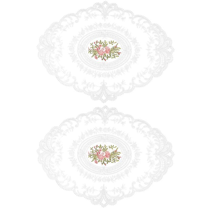 2pcs Embroidered Lace Placemats