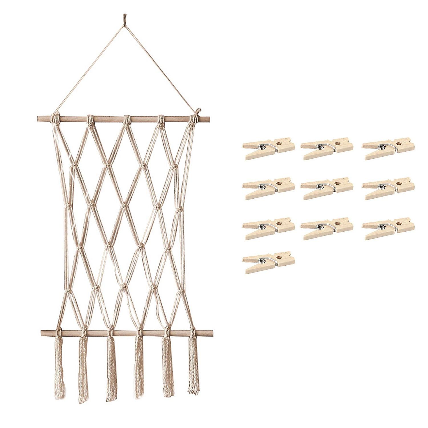 1 Set Hanging Pictures Organizer Tassels Solid Color Hand-woven Nordic Style Bohemian Wall Tapestry