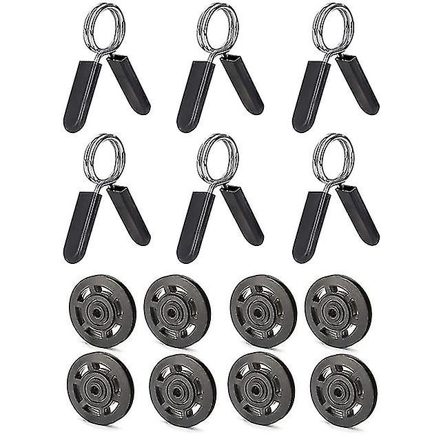 8 قطع 95 مم أسود تحمل بكرة عجلة كابل & 6 عبوات 1 بوصة (25 مم) مشبك حديد المشبك - أطواق الربيع الدمبل