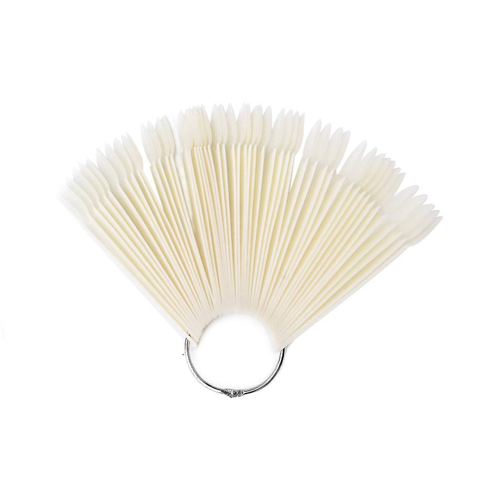 50Pcs Round Head Fan Shape Nail Polish Palette Color Display Card Nail Practice Tools 01